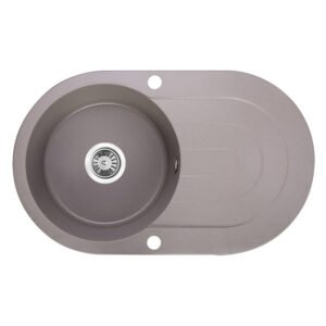 Laveo Dafne 1 Bowl Granite Sink with Drainer Grey 780 x 470 x 190 mm — SA Home Builder Store
