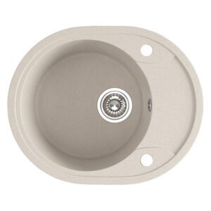 Laveo Dafne 1 Bowl Granite Sink with Half Drainer Beige 580 x 470 x 190 mm — SA Home Builder Store