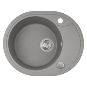 Laveo Dafne 1 Bowl Granite Sink with Half Drainer Grey 580 x 470 x 190 mm — SA Home Builder Store