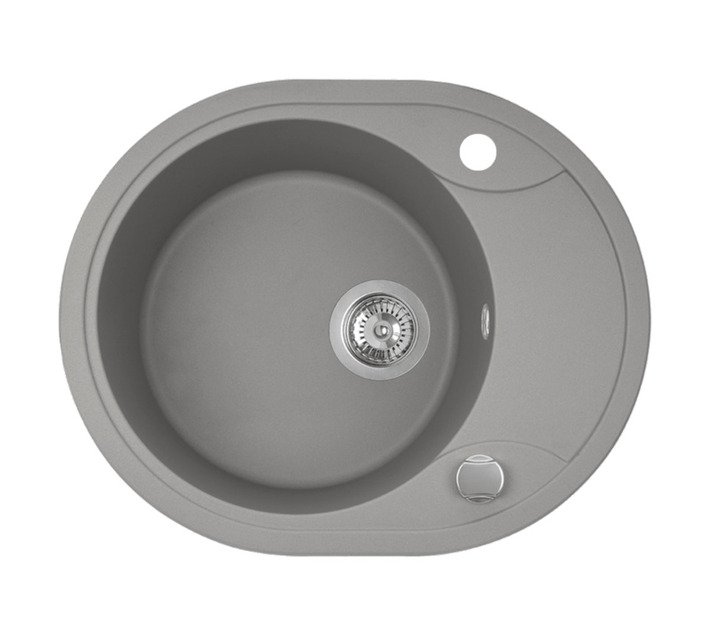 Laveo Dafne 1 Bowl Granite Sink with Half Drainer Grey 580 x 470 x 190 mm — SA Home Builder Store