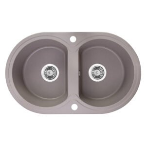 Laveo Dafne 2 Bowl Granite Sink Grey 780 x 470 x 190 mm — SA Home Builder Store