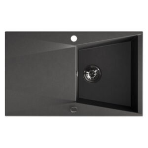 Laveo Grenada 1 Bowl with Drainer Granite Sink Black 780 x 480 x 190 mm — SA Home Builder Store