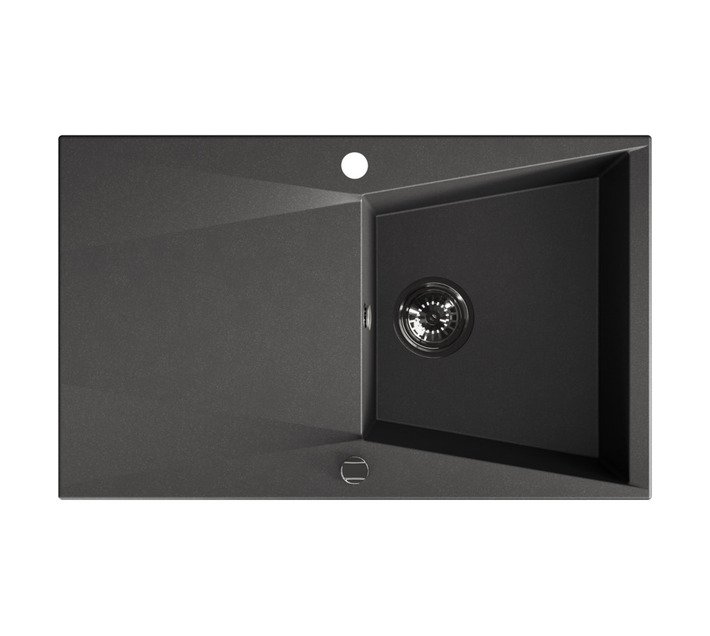 Laveo Grenada 1 Bowl with Drainer Granite Sink Black 780 x 480 x 190 mm — SA Home Builder Store