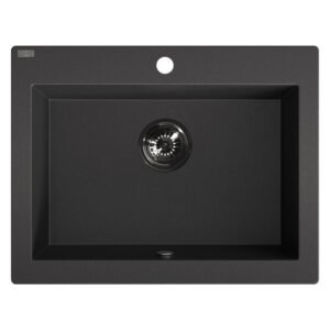 Laveo Komodo 1 Bowl Granite Sink Black 580 x 490 x 190 mm — SA Home Builder Store