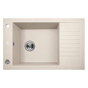 Laveo Pionier 1 Bowl with Half Drainer Granite Sink Beige 780 x 500 x 190 mm — SA Home Builder Store