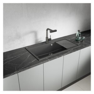 Laveo Tau 1 Bowl Granite Sink Black 900 x 500 x 200 mm — SA Home Builder Store