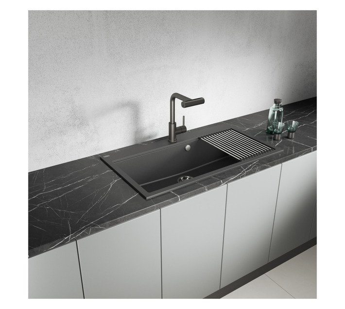 Laveo Tau 1 Bowl Granite Sink Black 900 x 500 x 200 mm — SA Home Builder Store