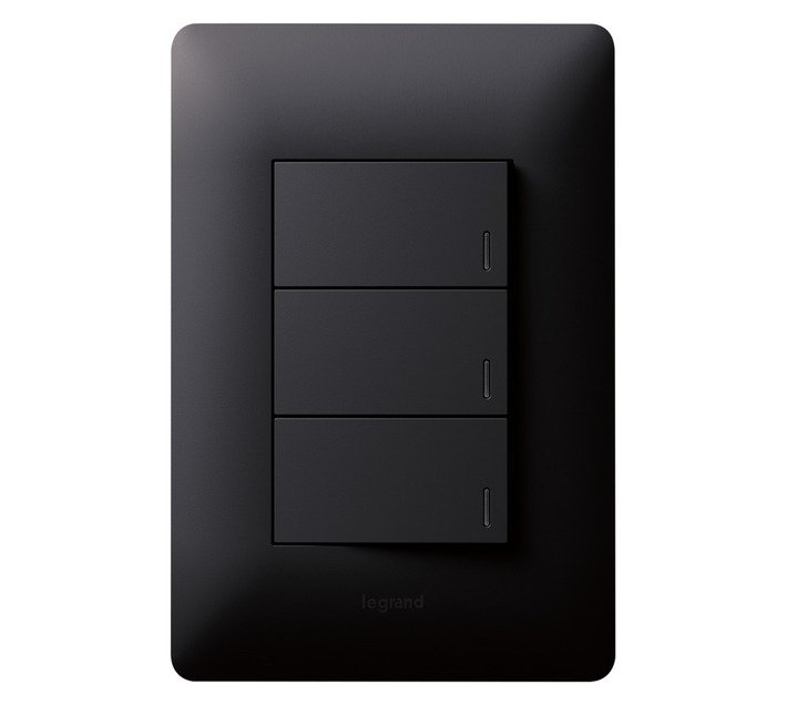 Legrand Ysalis 3 Lever 1 Way Switch Black 100 x 50 mm — SA Home Builder Store
