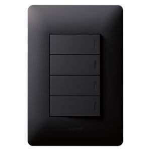 Legrand Ysalis 4 Lever 1 Way Switch Black 100 x 50 mm — SA Home Builder Store