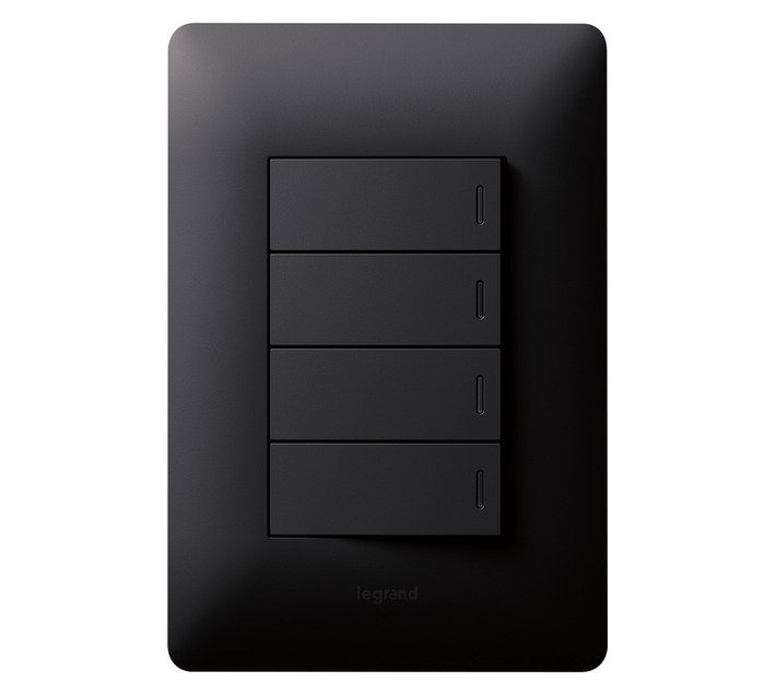 Legrand Ysalis 4 Lever 1 Way Switch Black 100 x 50 mm — SA Home Builder Store