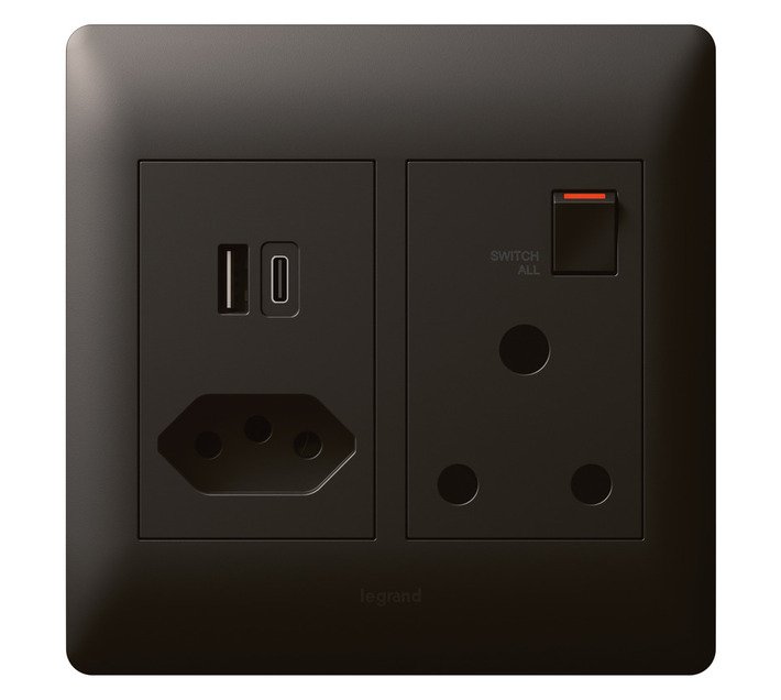Legrand Ysalis Monoblock RSA Socket, New RSA Socket and USB A and USB-C Charger 4x4 Black — SA Home Builder Store