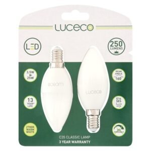 Luceco 2 x E14 LED Candle Globe - Warm White (3w) — SA Home Builder Store