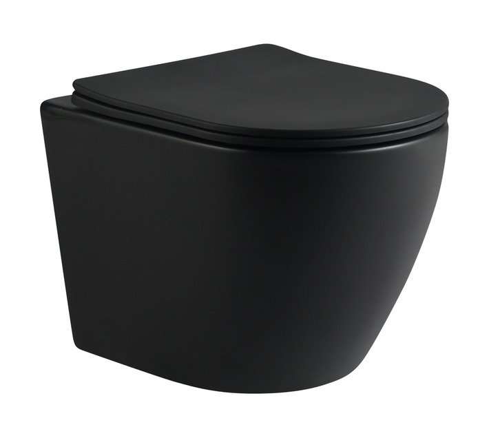 Lusso Aria Designer Wall-Hung Pan: Matt Black, Rimless Hygiene and Soft-Close Seat — SA Home Builder Store