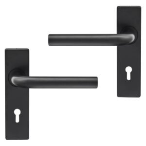 Mackie Juno Door Handle with Back Plate Black 135 mm — SA Home Builder Store