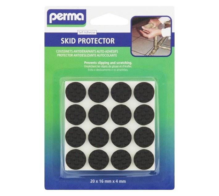 Perma 20 x Self Adhesive Rubber Skid Protector Black 16 x 16 x 3 mm — SA Home Builder Store