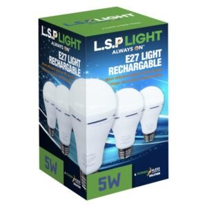 Power4less Rechargeable LSP A60 B22 Battery Backup LED Globe Cool White 5 W — SA Home Builder Store