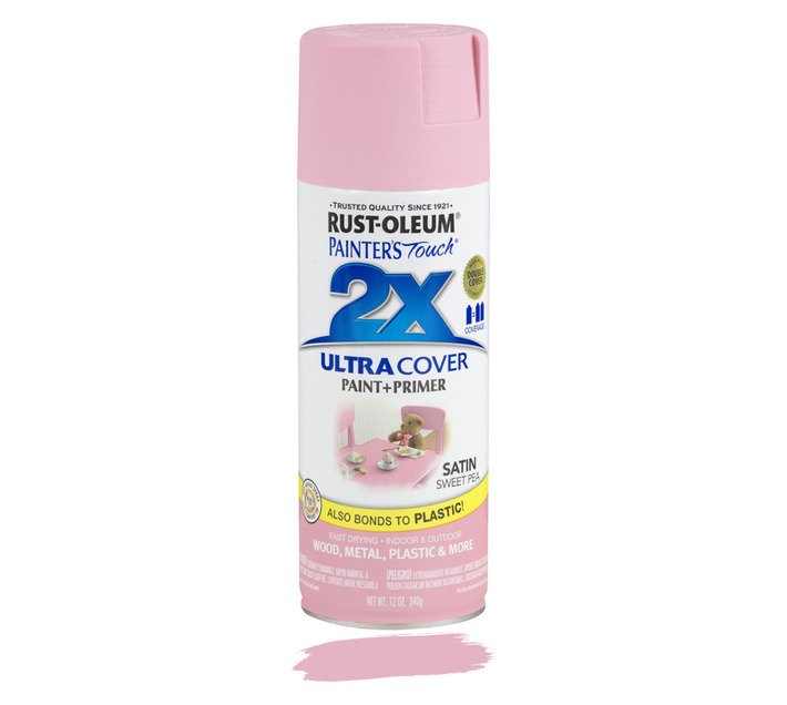 Rust-Oleum Painter's Touch 2X Ultra Cover Satin weet Pea Spray Paint 340 g – Vibrant Coverage for Wood, Metal and