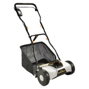 Ryobi 18 V Battery Operated Cordless Reel Mower – Precision 5-Blade Cutting, 4-Level Height Adjustment and 45 L Bag