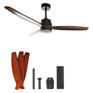 Stellar Lighting 3 Blade Ceiling Fan with Light and Remote Control Brown Oak — SA Home Builder Store