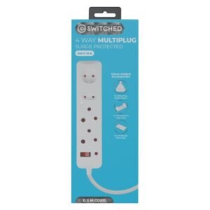 Switched High Surge 4 Way Multiplug White 3000 mm — SA Home Builder Store