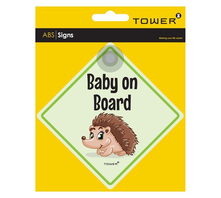 Tower Hedgehog Baby On Board Sign Multicoloured — SA Home Builder Store