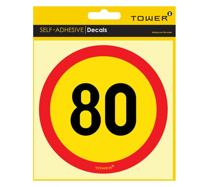 Tower Large 80 Speed Restriction Sign Red and Yellow — SA Home Builder Store