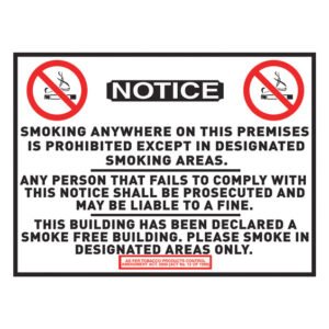 Tower No Smoking Sign Black/Red/White 400 x 300 mm — SA Home Builder Store