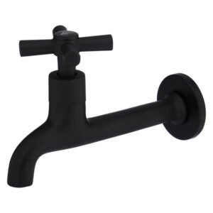 Triumph Polar Wall Mounted Bib Tap Black — SA Home Builder Store