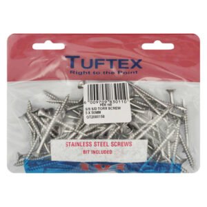 Tuftex 100 x Stainless Steel Torx Screw and Bits 5 x 50 mm — SA Home Builder Store