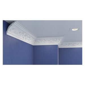 Upper Edge Flower Polystyrene Cornice White 2000 x 65.4 x 86.5 mm — SA Home Builder Store