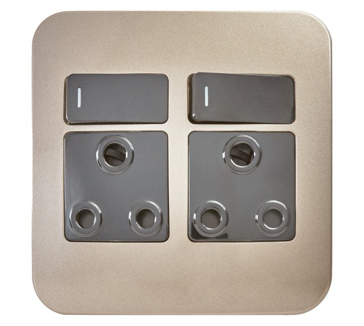 Veti Double Switched Plug Socket 4x4 Black and Bronze — SA Home Builder Store