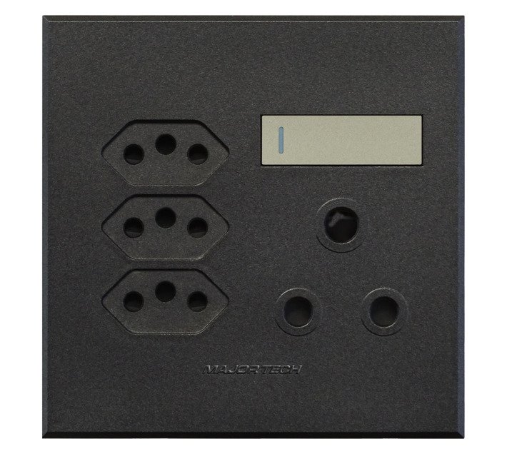 Veti Series 3 1 x RSA 3 x V-Slim Plug Sockets - Titanium/Graphite (100 x 100mm) — SA Home Builder Store