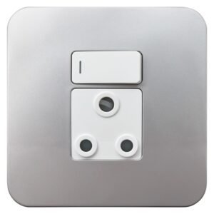 Veti Single Switched Plug Socket 4x4 White and Silver — SA Home Builder Store